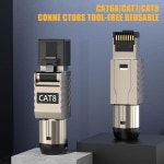 금도금 필드 종단 커넥터 CAT6A CAT7 CAT8 RJ45 네트워크 커넥터 금속 차폐 도구 간편한 종단 플러그 없음 : 리셀포얼
