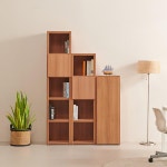 430 1단 도어 4단 틈새책장 거실 수납 장식장 책수납 책꽂이수납장 원룸선반 책꽂이 : 온리큐