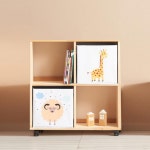 2단 4칸 고무나무 바퀴형 책장 이동식 선반 수납장 책꽂이선반 장식장 : 씨엠커머스