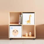 2단 4칸 고무나무 바퀴형 책장 이동식 선반 수납장 책꽂이선반 장식장 : 씨엠커머스