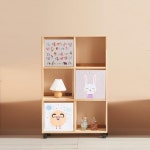 3단 6칸 고무나무 바퀴형 책장 아이방 소품 수납장 책장인테리어 거실장 책꽂이선반 : 온리큐