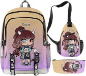 문방구 가챠 가샤폰 샵 랜덤 캡슐 토이 피규어 인형 키링 굿즈 Gacha Life Merch 배낭 옥스포드 스쿨 3 피스 여행 학생 2025... 