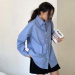 여성 베이직 오버핏 긴팔 셔츠 : 모어라운드