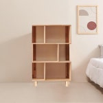 고무나무 3단 원목발 우측형 책장 거실 장식장 책장수납함 수납장 서재수납 책장선반 : 온리큐