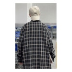 키밍 긴팔 캐주얼 체크셔츠 대학생 남방 남자 오버핏 : 도레의잡화상