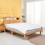 클래식한 고급스러운 엘다 편백 LED 침대 Q 매트미포함 H9605 : 똘똘이네1