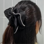 여성 투톤 쉬폰 곱창 머리 끈 블랙 헤어곱창끈 곱창머리끈 머리곱창끈 : 일구구7