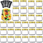 레인포스 메이슨 병 8온스 30팩금 뚜껑이 있는 작은 14쿼트 통조림 젤리 잼 꿀 피클용 보관용 피클 스파이스 유리 칠판 라벨 30개 포함 : 베르29