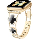 Apple Watch 밴드와 호환되는 CTYBB 블링 여성 밴드 40mm 41mm 38mm 시리즈 9 8 7 6 5 4 3 2 1 SE 스파클 다이아몬드 교 A-Gold/Black... 