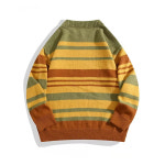 반집업 머슬핏 유니섹스 남녀공용 대비 색상 스트라이프 전국 트렌드 레트로 데일리 캐주얼 다용도 커플 풀오버 니트웨어 가을 겨울 : 피티통상
