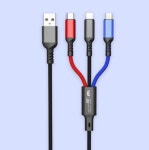 업소용 PC방 3구 충전기 8핀 5핀 C타입 고속충전 5A USB 3선 충전 케이블 컬러 : 도스무