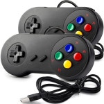 2팩 유선 USB SNES 컨트롤러 Windows PC용 게임패드 교체 Raspberry Pi Easy Plug Play 게임과 호환 Grey : 베르46