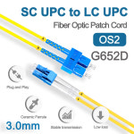SC to LC UPC 광섬유 패치 점퍼 3.0mm OS2 케이블 코드 싱글 모드 듀플렉스 1m 3m 5m PVC G652D SM 1310/1550nm FTTH : 글로벌매점