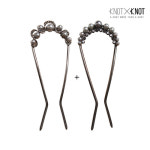 [KNOTXKNOT] 2p 세트 고급스런 크리스탈 믹스 흑진주 u핀 : 모바일서울