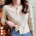 골지 얇은 슬림 여리여리 여성 가을 베이직 가디건 : SJ늘봄