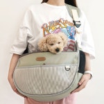 애견 포대기 앞가방 베이지L 푸들 답답하지않는 외출백 : i do