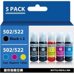 Jmomy 502522 잉크병 교체용 엡손 502 T502522 ET2750 ET2760 ET2850 ET3750 ET3850 ET4850 프린터 5팩 : 베르32