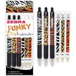Zebra Pen Funky ZGrip 접이식 볼펜 Cadoozle 샤프 얼룩말 호랑이 치타 동물 프린트 포장 3개 팩 1531174 : 은코티니