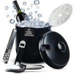 3L Insulated Ice Bucket Double Wall Stainless Steel Elegant Black For Cocktail Bar Buckets Parties : 베르37