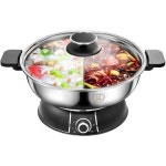 YONGXING Electric Hot Pot 30cm with Divider 304 Stainless Steel 1400W DualSided Shabu 5 Liters HS1 : 베르38