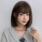 여자가발 여성패션가발 일자 단발머리 통가발 올리브브라운 : 파인타운