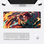 애니메이션 네즈코 만화 귀멸의칼날 마우스 패드 HD 인쇄 컴퓨터 게이머 가장자리 잠금 미끄럼 방지 키보드 PC 데스크 XXL90 x 40cm : 마마컴