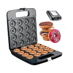 Donut Maker 16 Holes Mini Machine Doughnut Pancake Nonstick Coating Easy to Clean Black : 베르38