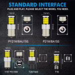 NAO LED 자동차 조명 방향 지시등 BA15S 12V T20 W21 5W W21W W16W T15 PY21W BAU15S S25 1156 7440 7443 P21 1200LM : 식식E몰