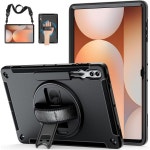 삼성 갤럭시탭 S9 울트라 2023용 케이스: Tab S8 14.6인치용 3레이어 견고한 군용 충격 방지 케이스, 360° 회전 스탠드 - : 723몰