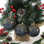 크리스마스 트리 오너먼트 다크블루 글리터 장식볼 3p (8cm) 큐빅드레스 : 샤이니트리