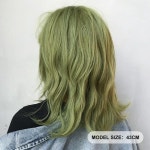 붙임머리/헤어피스/부분가발 7JHH WIGS 여성용 고밀도 합성 짧은 웨이브 그린 가발 데일리 파티 어깨 길이 웨이브 헤어 가발 커튼 앞머리 포함... 