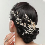 GEEKI 머리핀 머리끈 머리띠 헤어밴드 여성용 핸드메이드 꽃 헤드피스 웨딩 진주 신부 쥬얼리 헤어 액세서리 스타일 최신 패션 : 긱이19