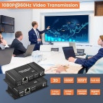 HDMI KVM USB 확장기 Cat 5e67 케이블 1080P 이더넷 확장기 송신기 리시버 PC 컴퓨터용 루프 포함 60M : 트렌디리바이
