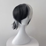 붙임머리/헤어피스/부분가발 합성 블랙 화이트 컬러 매칭 짧은 가발 유니섹스 늑대 꼬리 가발 가장 무도회 할로윈 고온 실크 헤드기어 35cm... 