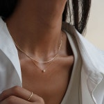 14K 베이직 3부 랩다이아 목걸이 : at.slan