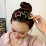 GEEKI 반묶음 올림 머리 헤어 집게 핀 클립 AWAYTR 할로우 스타 별 스냅 머리핀 스위트 헤드피스 바레트 액세서리 소녀용 드롭쉽 5 개 : 긱이19