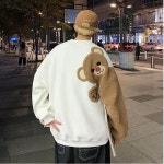 JQ 곰돌이 후드티 커플후드티 남녀공용 오버핏 맨투맨 오버사이즈 루즈핏 커플티 : 킴셀렉