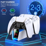 PlayStation 5 용 RGB 컨트롤러 충전 스테이션 듀얼 고속 충전기 LED 표시기 충전 스탠드 도킹 스테이션 PS5 게임 패드 용 : 와이드픽샵