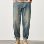 빈티지 루즈 배기핏 청바지 루즈 테이퍼드핏 데님 팬츠 바지 남여공용 : 봄해상점