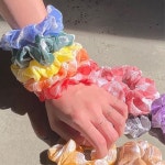 쉬폰 실크 헤어 곱창 머리끈 밴드 2개 심플한머리끈 똥머리끈 곱창밴드 : 일구구7