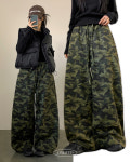 베클 카모 밀리터리 카고 롱 와이드 코튼 팬츠 : ONDEED