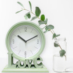 홈테리어 탁상시계 엔틱 소품시계 Love 그린 빈티지 인테리어 책상 : PlaceQ