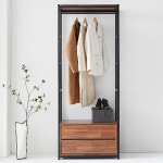 스틸프레임 2단 나무서랍선반 코트걸이행거 드레스룸 의류정리 G5353 : 구스상회