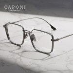 CAPONI 남성용 빈티지 안경 프레임 유명 브랜드 디자인 고품질 순수 티타늄 사각 남성 J5226 : 하나앤샵