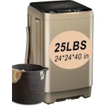 KRIB BLING 완전 자동 세탁기 LED 디스플레이, 배수 덤프, 10가지 세탁 프로그램 및 기숙사, 아파트, RV, 골드에 이상적인 8가지 수위를 갖춘... 