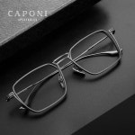 CAPONI 남성용 빈티지 안경 프레임 유명 브랜드 디자인 고품질 순수 티타늄 사각 남성 J5226 : 하나앤샵