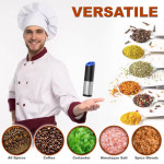 후추그라인더 전기 소금 후추 연마기 세트 중력 자동 향신료 밀 배터리 구동 스테인레스 스틸 주방 가제트 1 팩 2 : 알레비아