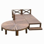 정사각형 조립식 나무의자 공원 야외테라스 부채꼴 페달 L90xW30xH20cm 탄화 : 엔케이몰79