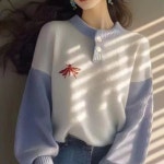 다올와이제이 | 아브릴 여성라운드니트티 봄 부드러운 러플 상의 UNO1 : 아브릴124