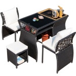 테라스 라탄 기능성 차 스토브 테이블 의자 세트 : 핏패럴